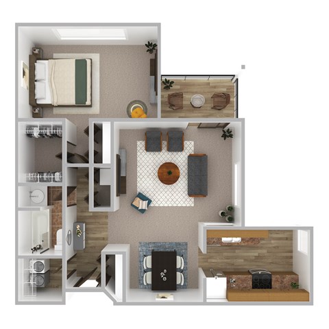 Floor plan for 1 bed, 1 bath, 918 sqft